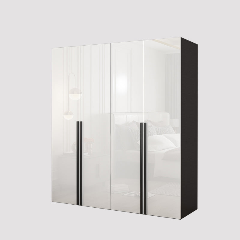 Mirrored Finish Wardrobe Armoire Modern Style Engineered Wood Wardrobe