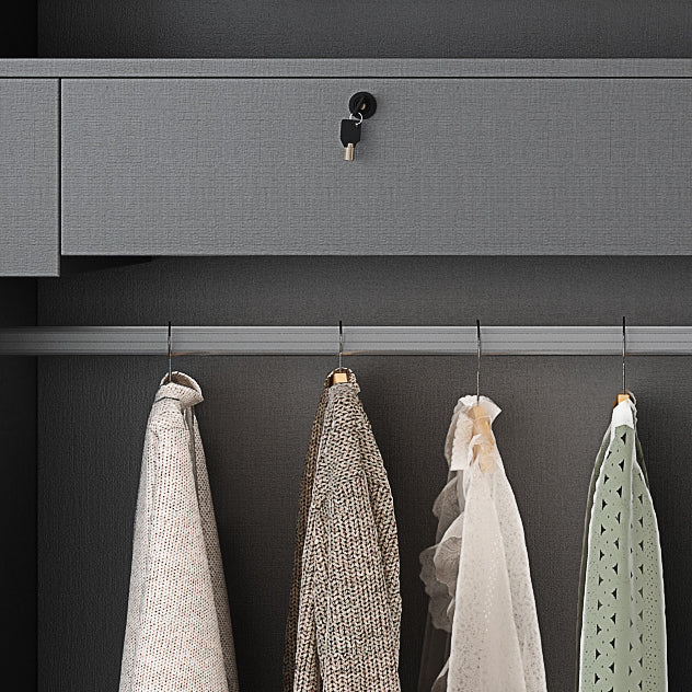 Mirrored Finish Wardrobe Armoire Modern Style Engineered Wood Wardrobe