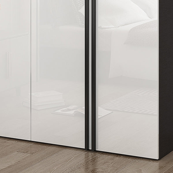 Mirrored Finish Wardrobe Armoire Modern Style Engineered Wood Wardrobe