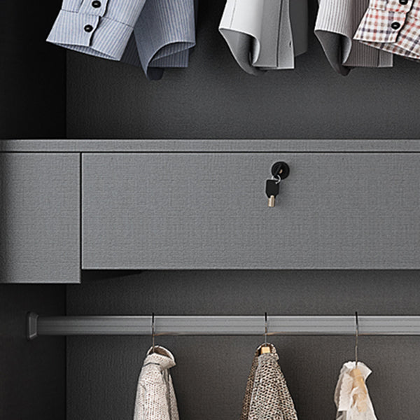 Mirrored Finish Wardrobe Armoire Modern Style Engineered Wood Wardrobe