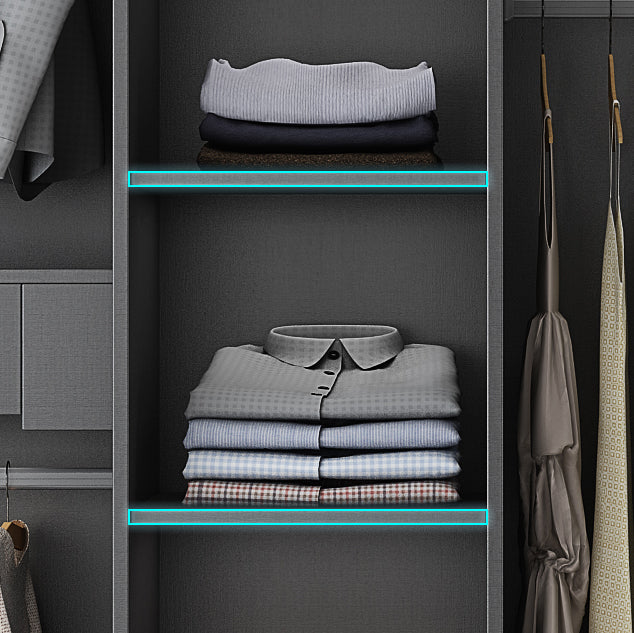 Mirrored Finish Wardrobe Armoire Modern Style Engineered Wood Wardrobe