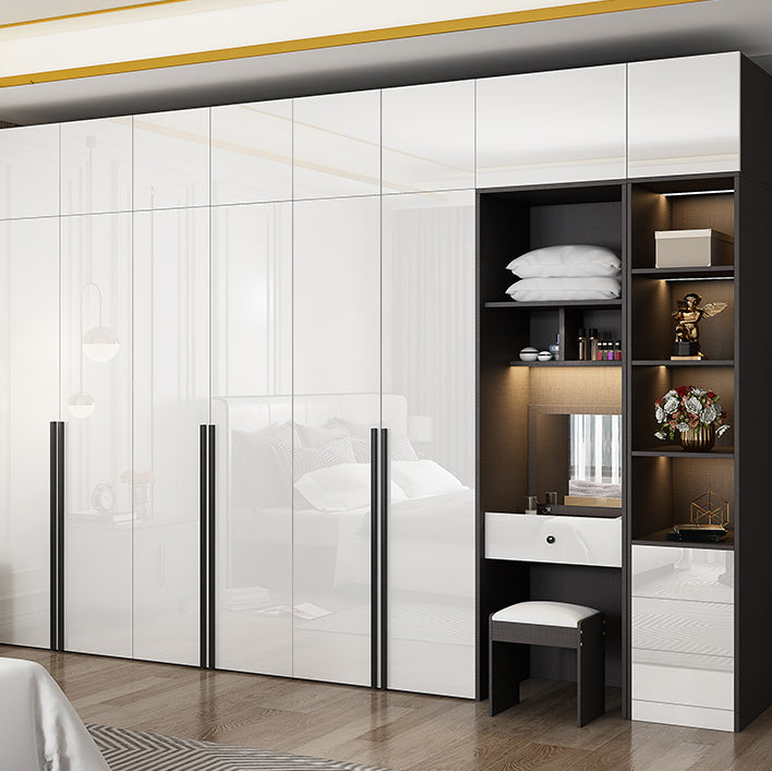 Mirrored Finish Wardrobe Armoire Modern Style Engineered Wood Wardrobe