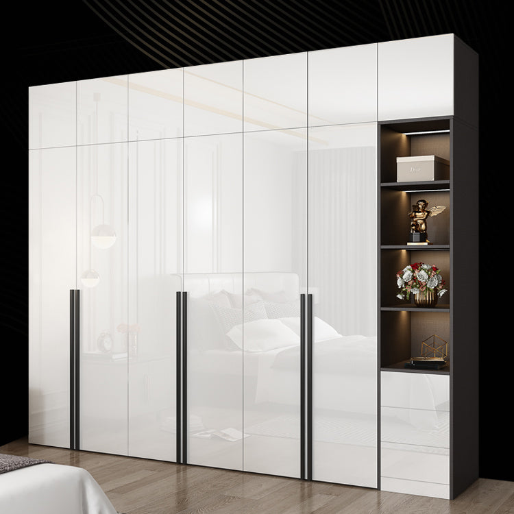Mirrored Finish Wardrobe Armoire Modern Style Engineered Wood Wardrobe
