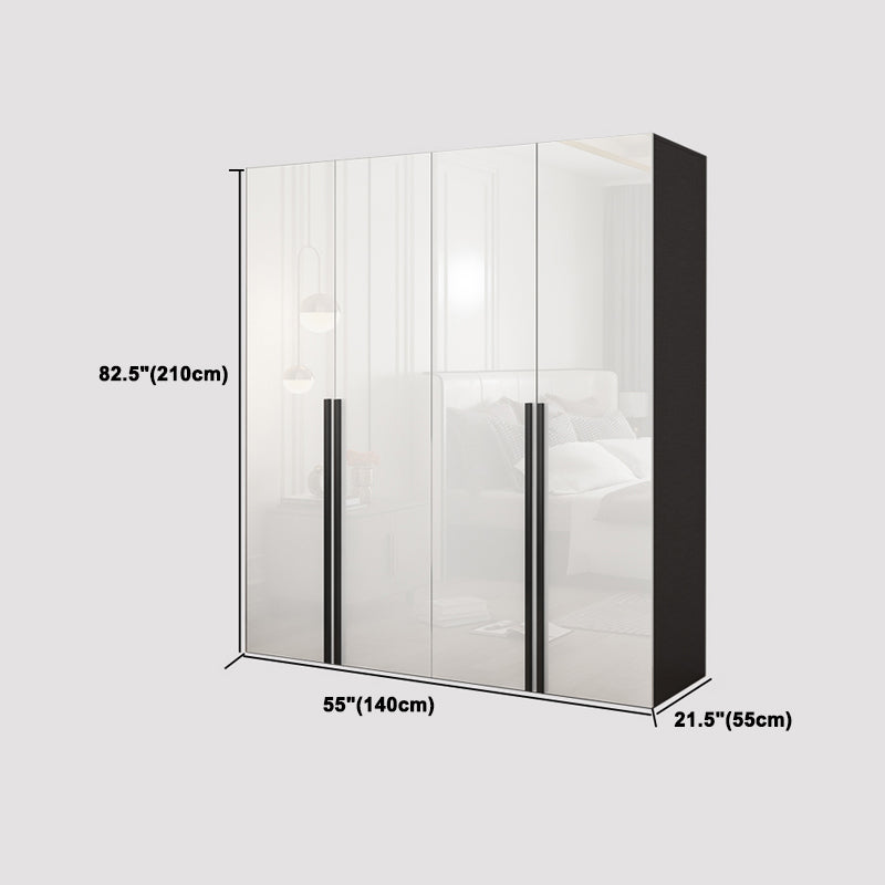 Mirrored Finish Wardrobe Armoire Modern Style Engineered Wood Wardrobe