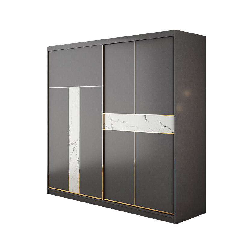 Contemporary Style Wardrobe Armoire Grey Engineered Wood Wardrobe