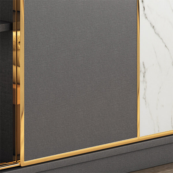 Contemporary Style Wardrobe Armoire Grey Engineered Wood Wardrobe