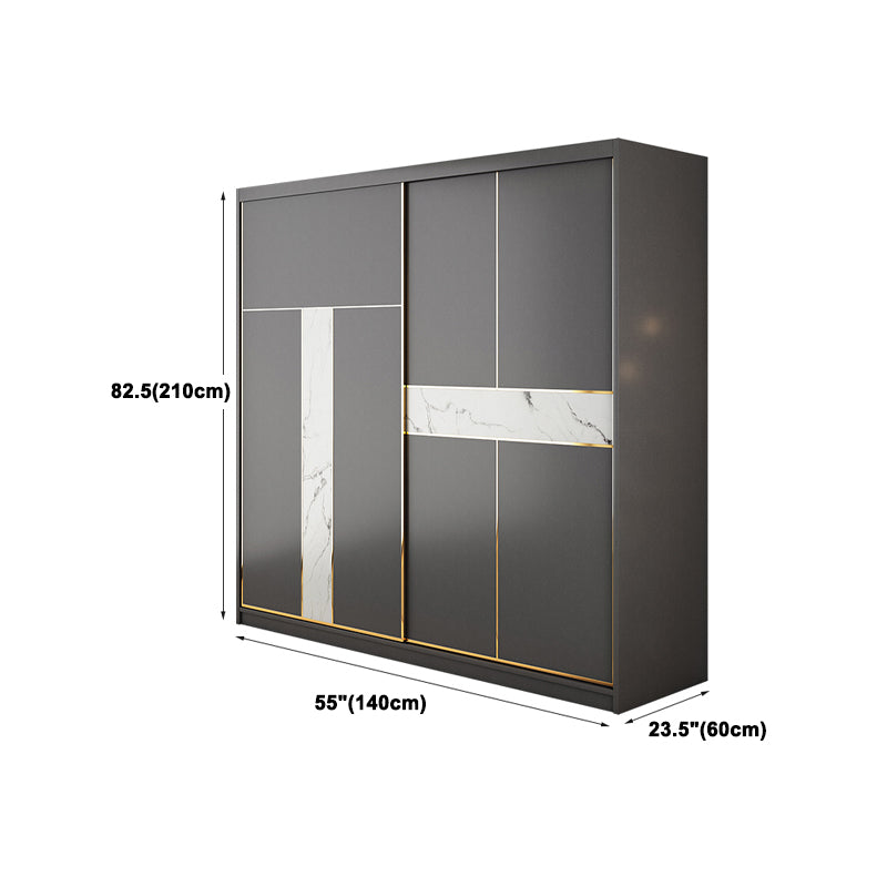 Contemporary Style Wardrobe Armoire Grey Engineered Wood Wardrobe
