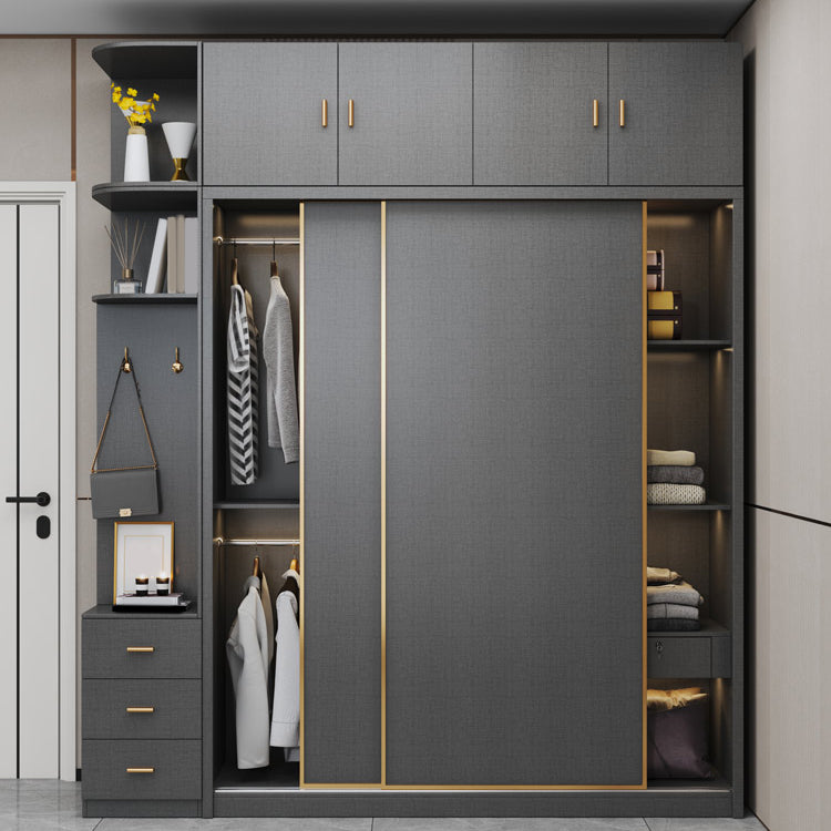 Bedroom Sliding Door Storage Cabinet Manufactured Wood Modern Cabinet