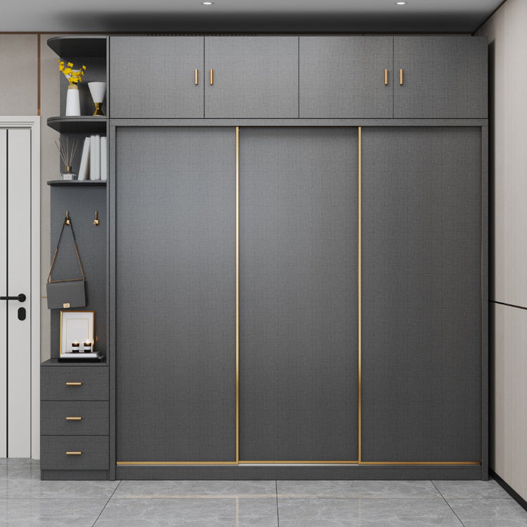 Bedroom Sliding Door Storage Cabinet Manufactured Wood Modern Cabinet