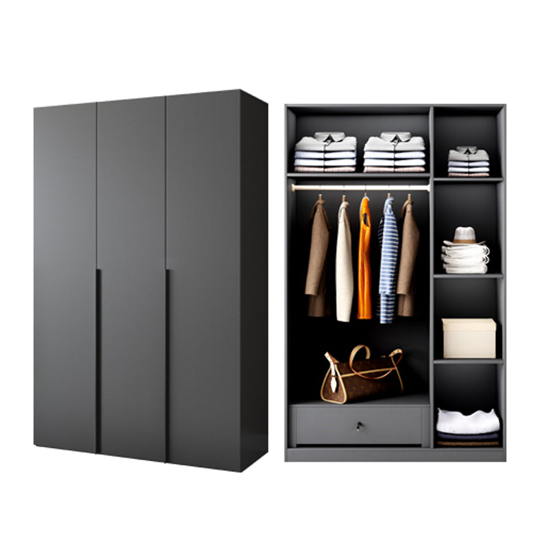 Grey Contemporary Style Wardrobe Armoire Engineered Wood Wardrobe