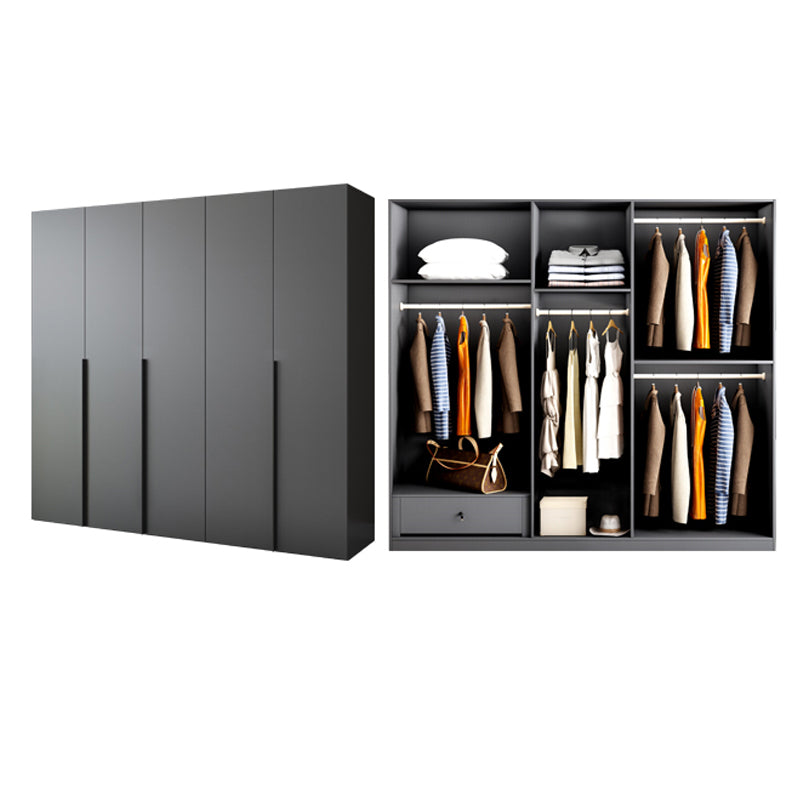Grey Contemporary Style Wardrobe Armoire Engineered Wood Wardrobe