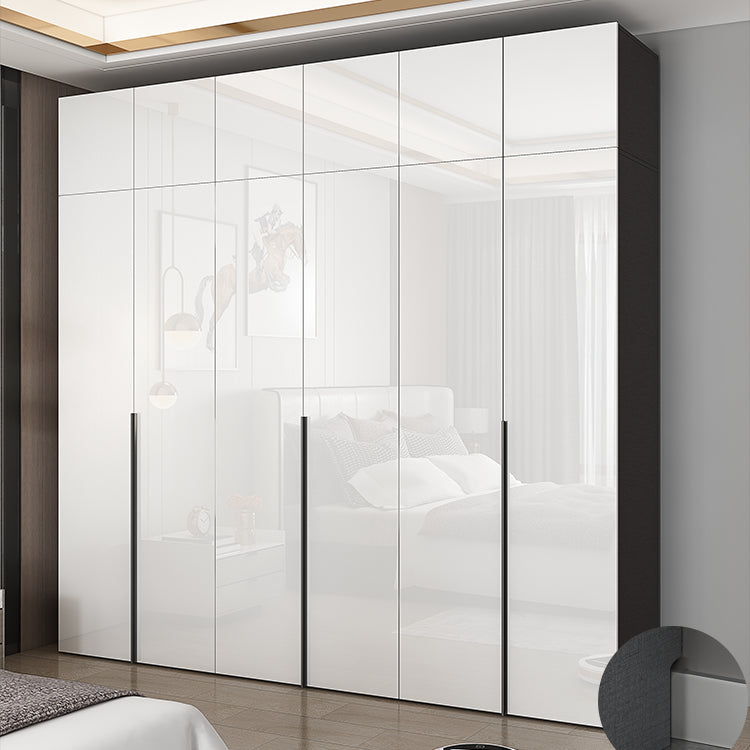 Contemporary Engineered Wood Wardrobe Armoire Mirrored Finish Wardrobe with 1 Drawer