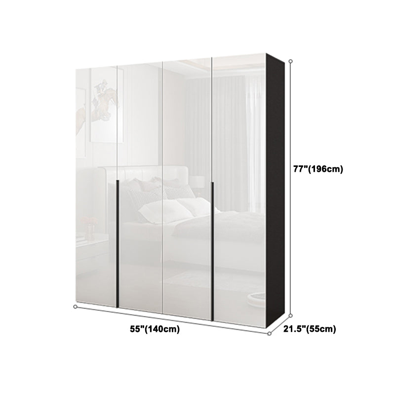 Contemporary Engineered Wood Wardrobe Armoire Mirrored Finish Wardrobe with 1 Drawer