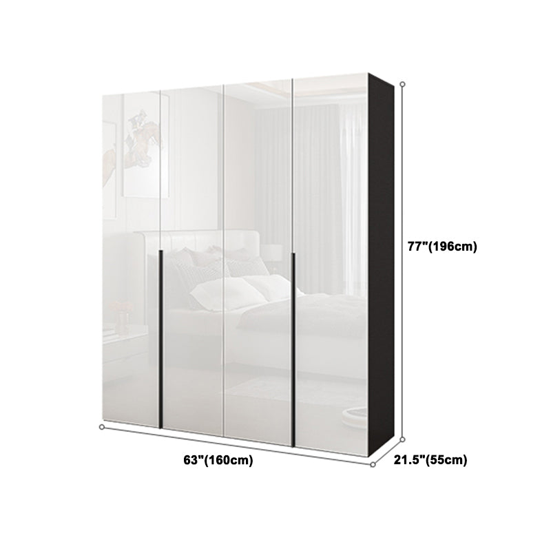 Contemporary Engineered Wood Wardrobe Armoire Mirrored Finish Wardrobe with 1 Drawer