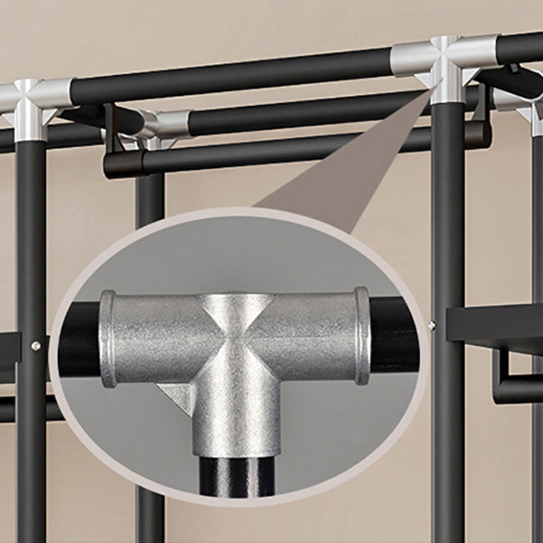 Contemporary Style Wardrobe Cabinet Steel Frame Wardrobe with Clothing Rod