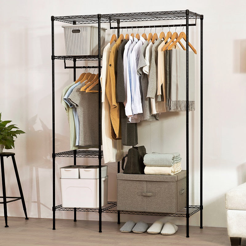 Black Contemporary Style Armoire Metal Steel Armoire for Bedroom