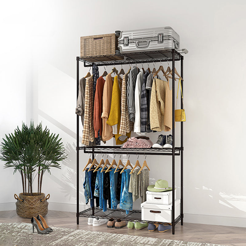 Black Contemporary Style Armoire Metal Steel Armoire for Bedroom