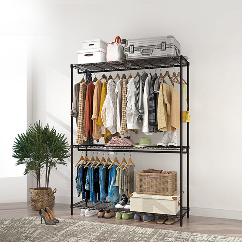 Black Contemporary Style Armoire Metal Steel Armoire for Bedroom