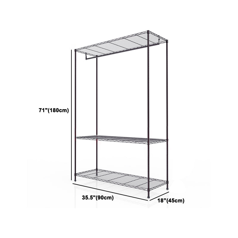 Black Contemporary Style Armoire Metal Steel Armoire for Bedroom