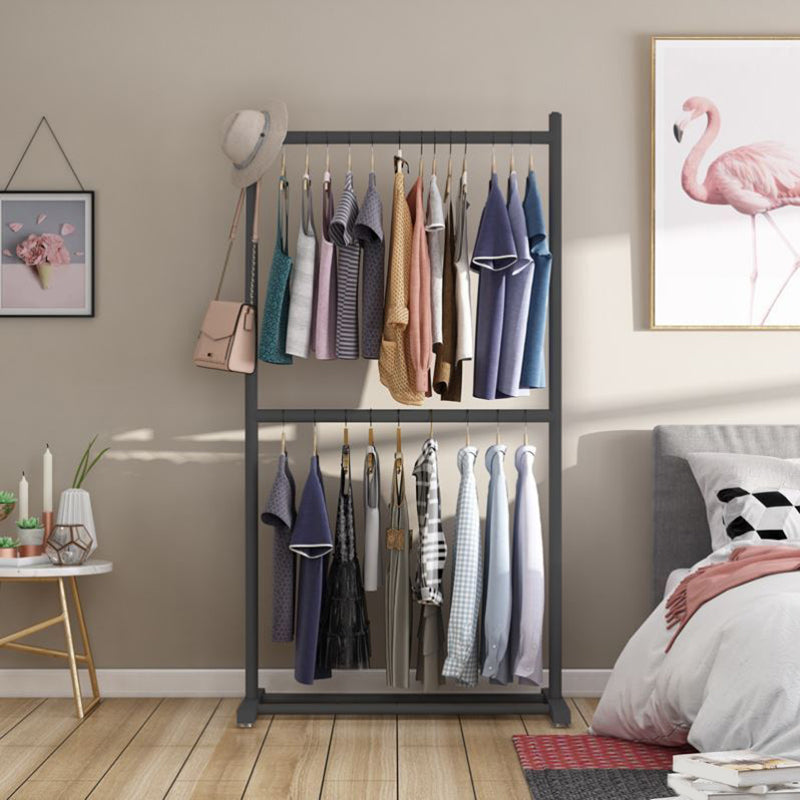 Contemporary Style Armoire Black Metal Open Armoire for Bedroom