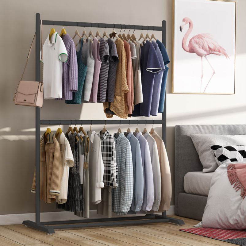 Contemporary Style Armoire Black Metal Open Armoire for Bedroom