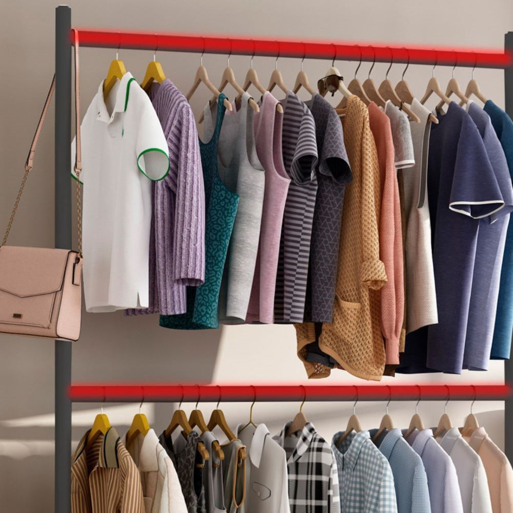 Contemporary Style Armoire Black Metal Open Armoire for Bedroom