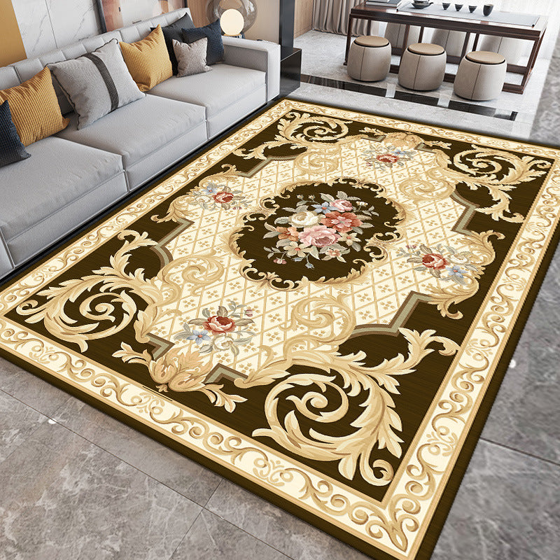 Wine Red Modern Rug Polyester Graphic Indoor Rug Stain Resistant Rug for Living Room