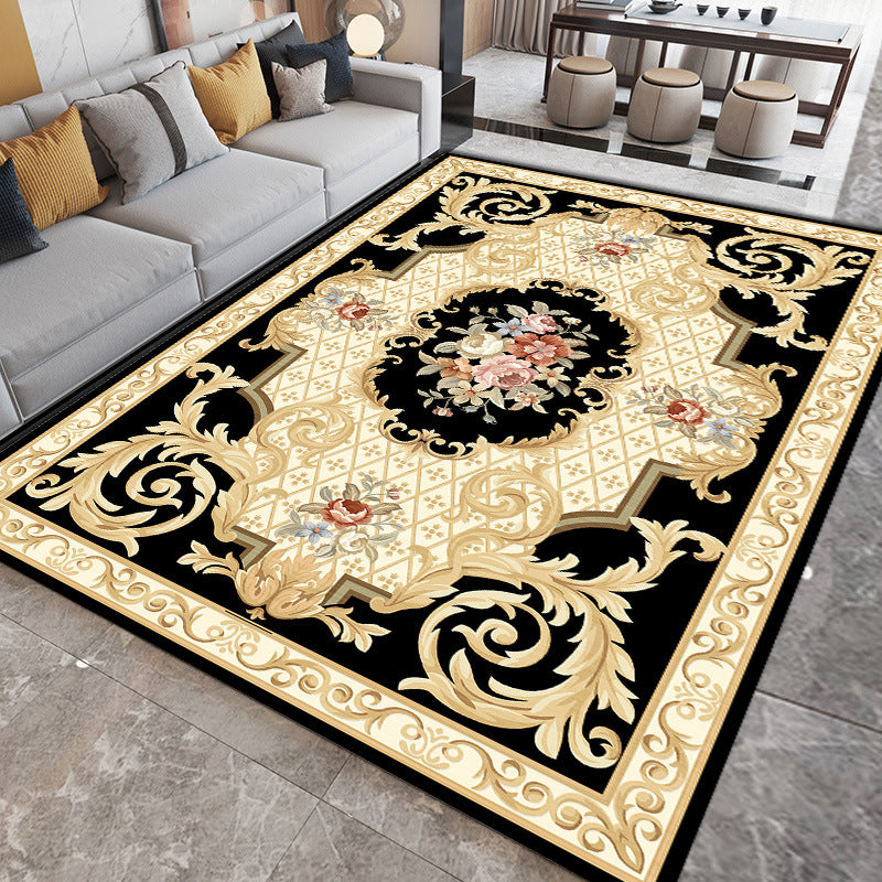 Wine Red Modern Rug Polyester Graphic Indoor Rug Stain Resistant Rug for Living Room