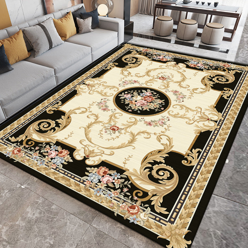 Wine Red Modern Rug Polyester Graphic Indoor Rug Stain Resistant Rug for Living Room