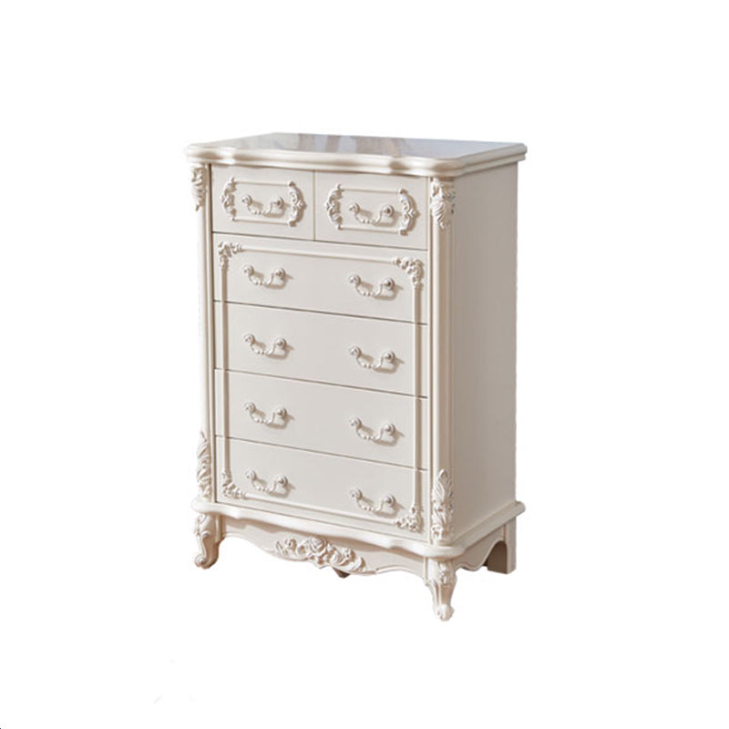 Classic Glam Wood Dresser White Storage Chest with Drawer for Bedroom