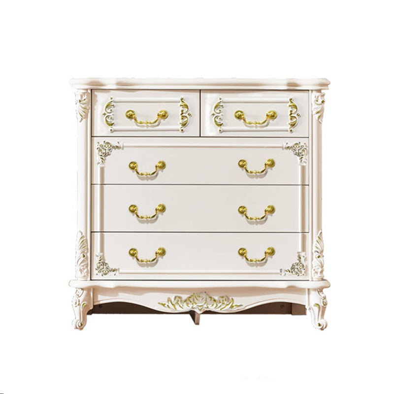 Classic Glam Wood Dresser White Storage Chest with Drawer for Bedroom