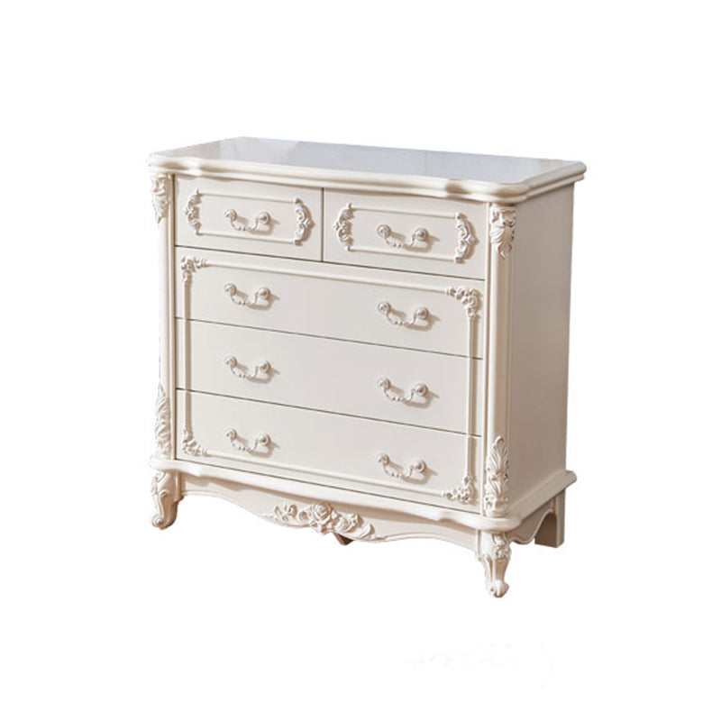 Classic Glam Wood Dresser White Storage Chest with Drawer for Bedroom
