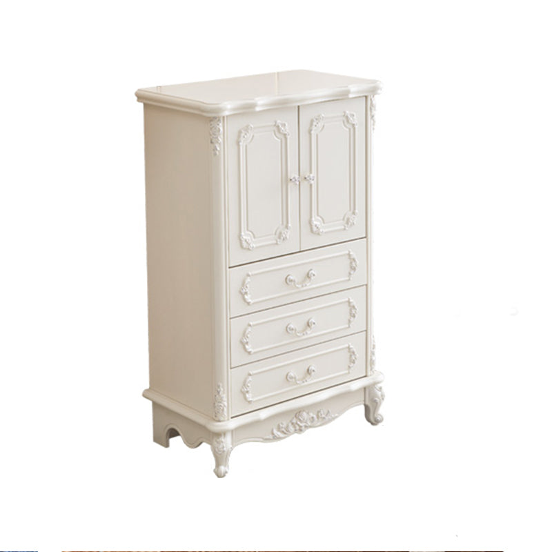 Classic Glam Wood Dresser White Storage Chest with Drawer for Bedroom