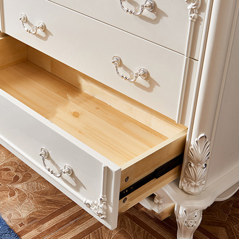 Classic Glam Wood Dresser White Storage Chest with Drawer for Bedroom