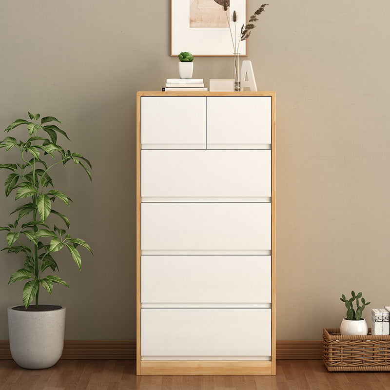 Contemporary Vertical Rubberwood Dresser Bedroom Lingerie Chest Dresser with Drawer