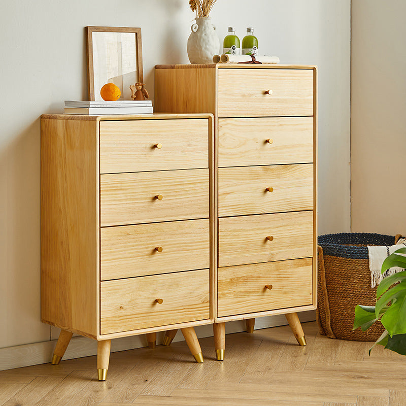 Contemporary Pine Wood Dresser Bedroom Vertical Lingerie Chest Dresser with Drawer
