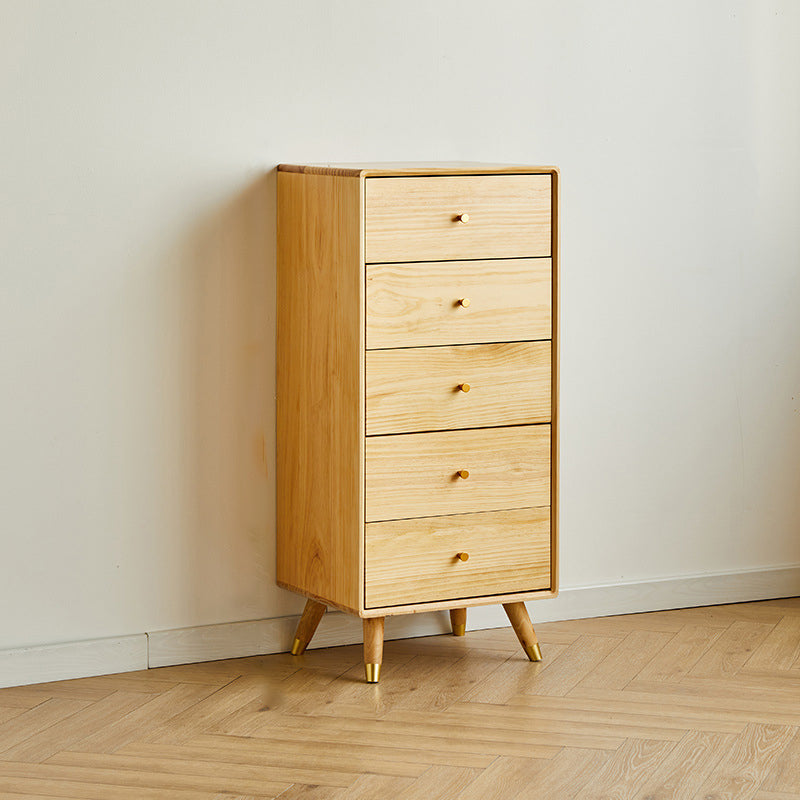 Contemporary Pine Wood Dresser Bedroom Vertical Lingerie Chest Dresser with Drawer