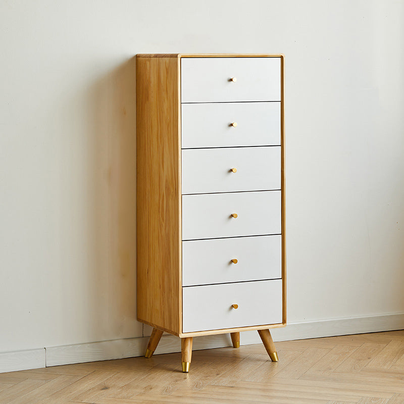 Contemporary Pine Wood Dresser Bedroom Vertical Lingerie Chest Dresser with Drawer