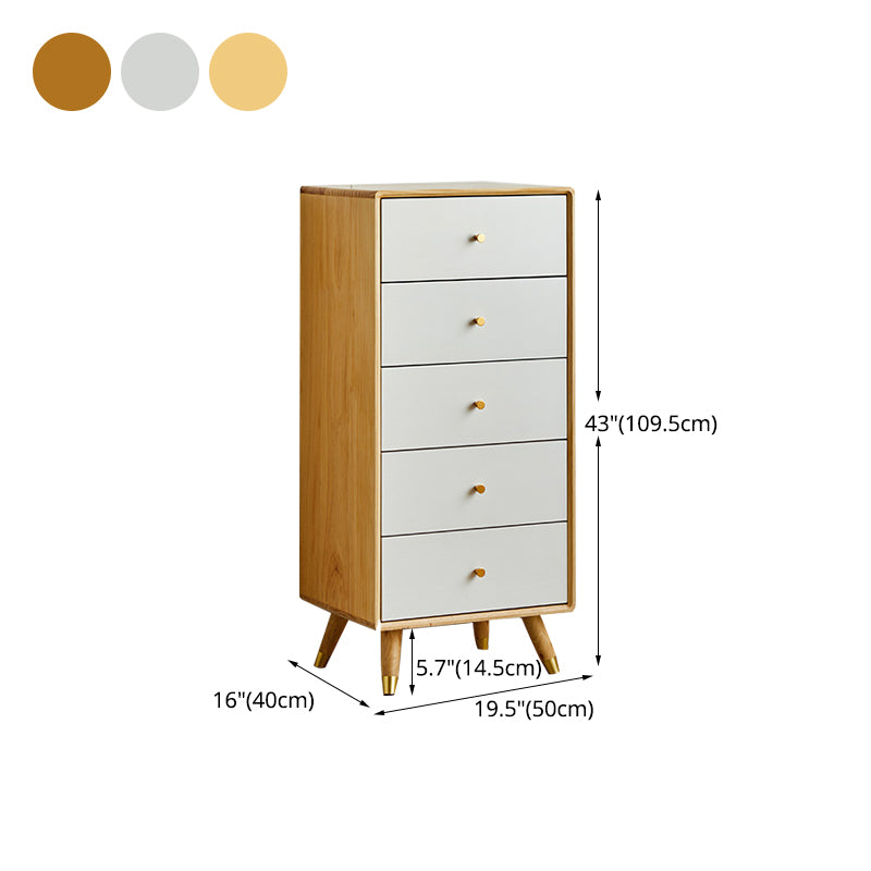 Contemporary Pine Wood Dresser Bedroom Vertical Lingerie Chest Dresser with Drawer