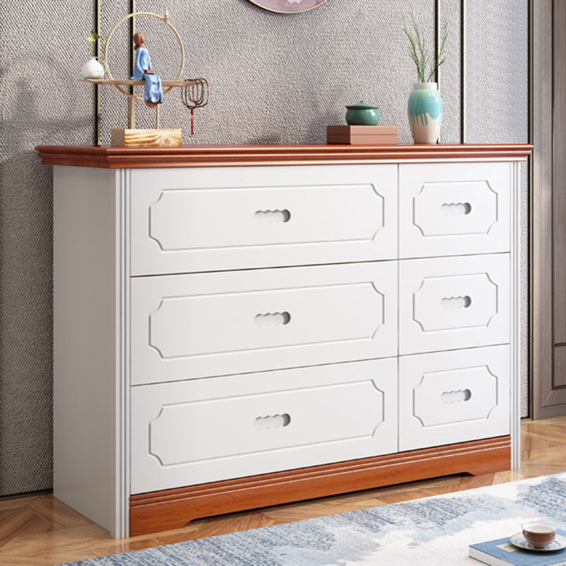 Contemporary Rubber Wood Dresser 33"H Storage Chest with 6 Drawer for Bedroom