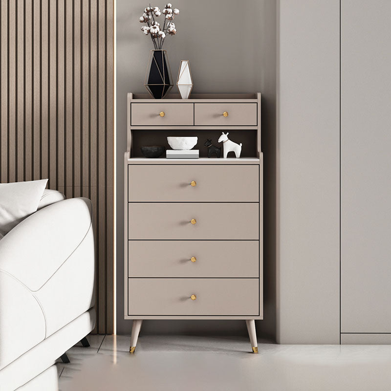 Contemporary Stone Top Dresser Vertical Storage Chest with Soft-Close Drawers for Bedroom