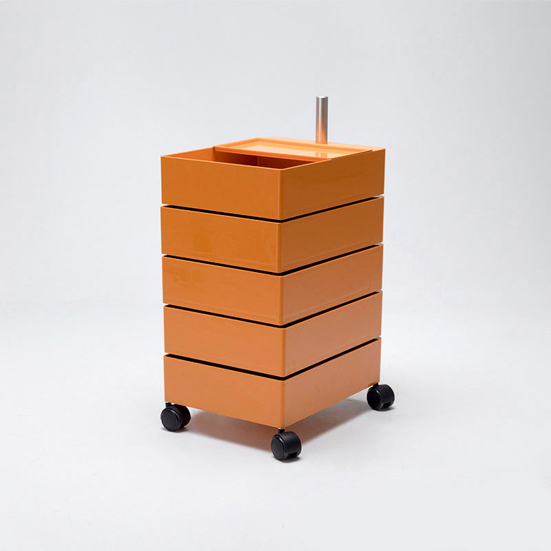 Modern Colored 5 - Drawer Plastic Nightstand Or End Table with Casters