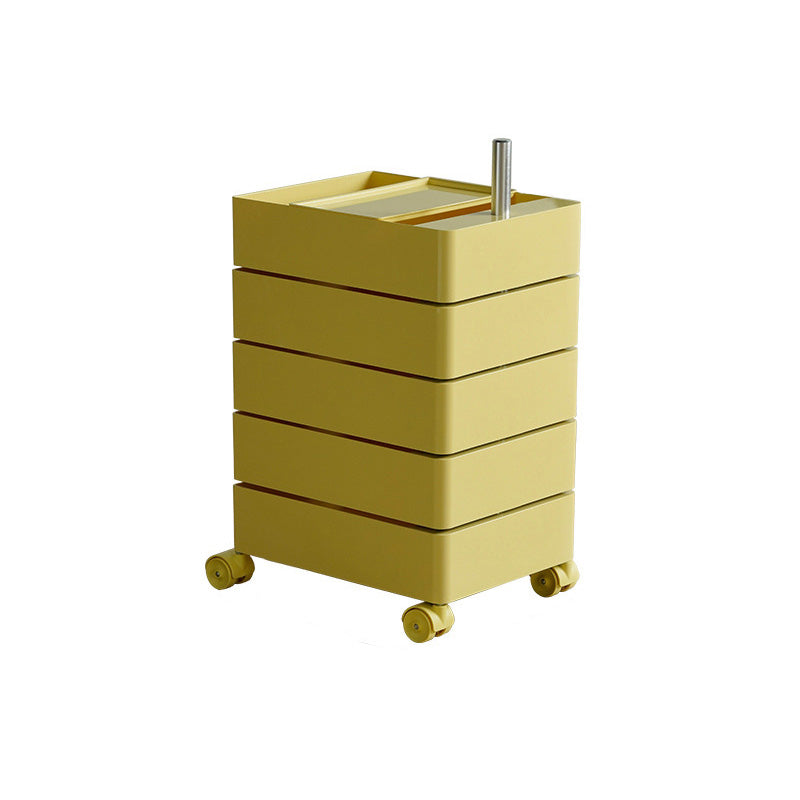 Modern Colored 5 - Drawer Plastic Nightstand Or End Table with Casters