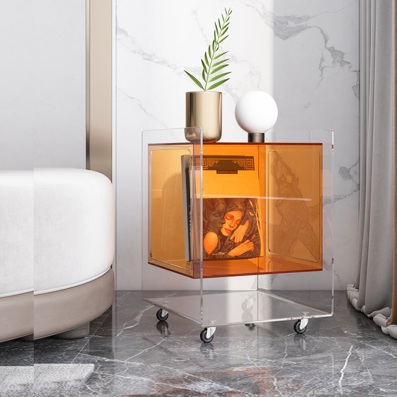 21.65"/23.62" Tall 1 - Shelf Nightstand Acrylic with Casters Night Stand