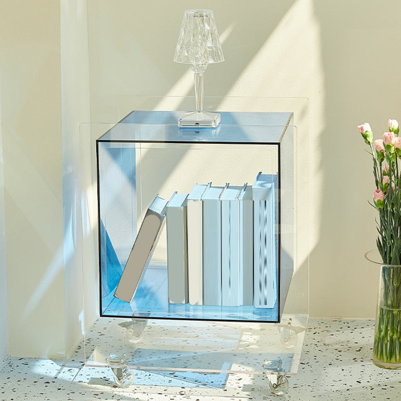 21.65"/23.62" Tall 1 - Shelf Nightstand Acrylic with Casters Night Stand
