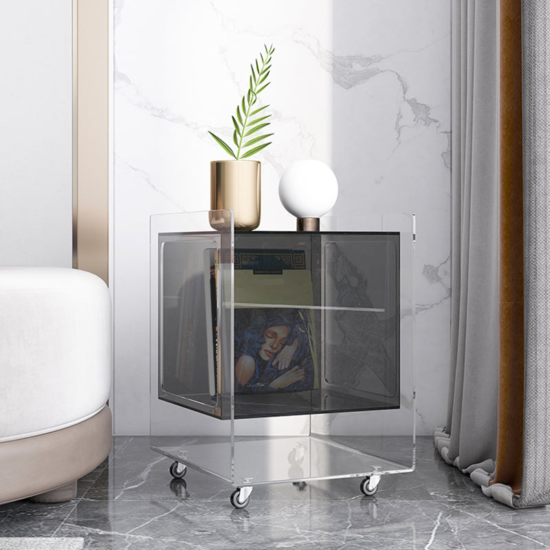 21.65"/23.62" Tall 1 - Shelf Nightstand Acrylic with Casters Night Stand