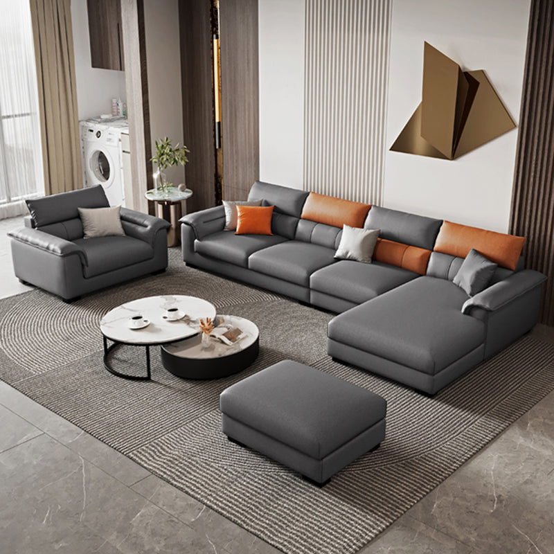 Fabric Pillow Top Arm Sectional Sofa 35.43"High Modern Cushion Back Sofa