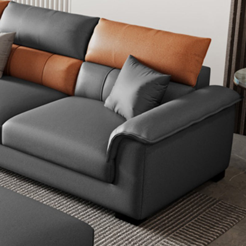 Fabric Pillow Top Arm Sectional Sofa 35.43"High Modern Cushion Back Sofa
