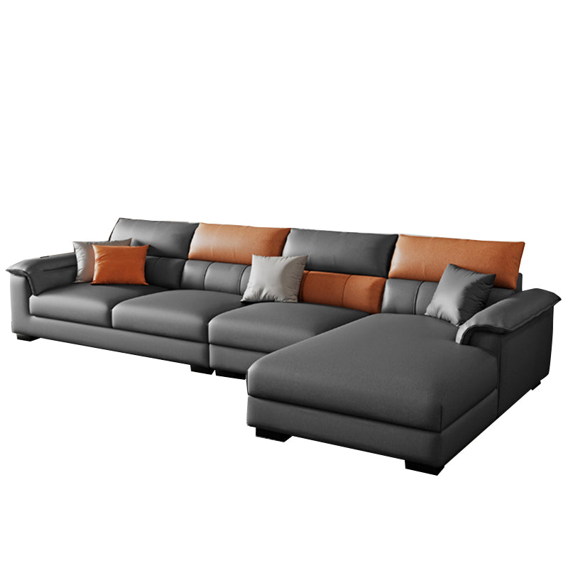 Fabric Pillow Top Arm Sectional Sofa 35.43"High Modern Cushion Back Sofa