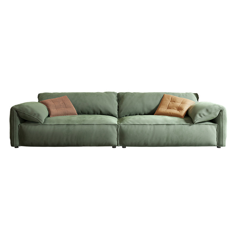 Stationary Slipcovered Living Room Pillow Top Arm Green Cushions Sofa